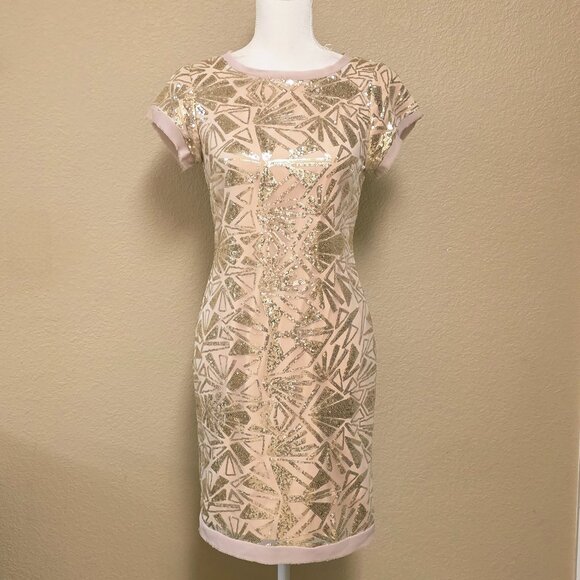 Vince Camuto Sequin Short Sleeve Shift Dress - Picture 4 of 16